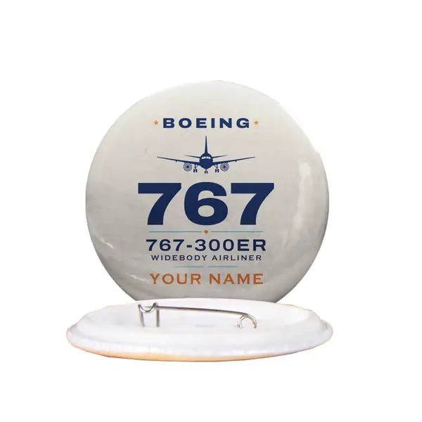 Boeing 767-300ER - Heritage + Name - Pin - Beige