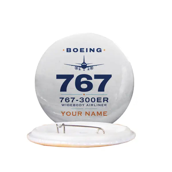 Boeing 767-300ER - Heritage + Name - Pin - White