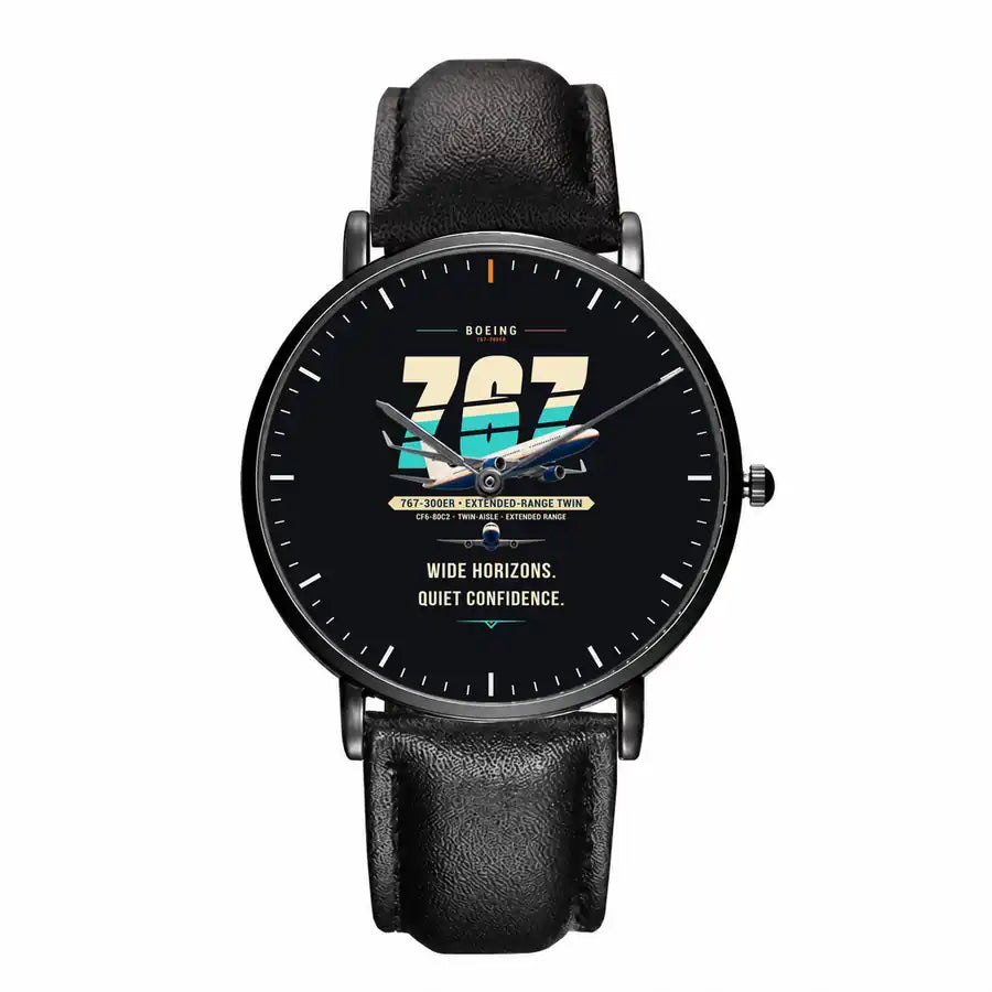 Boeing 767-300ER - Original - Slim Leather - Black and Black Leather Strap