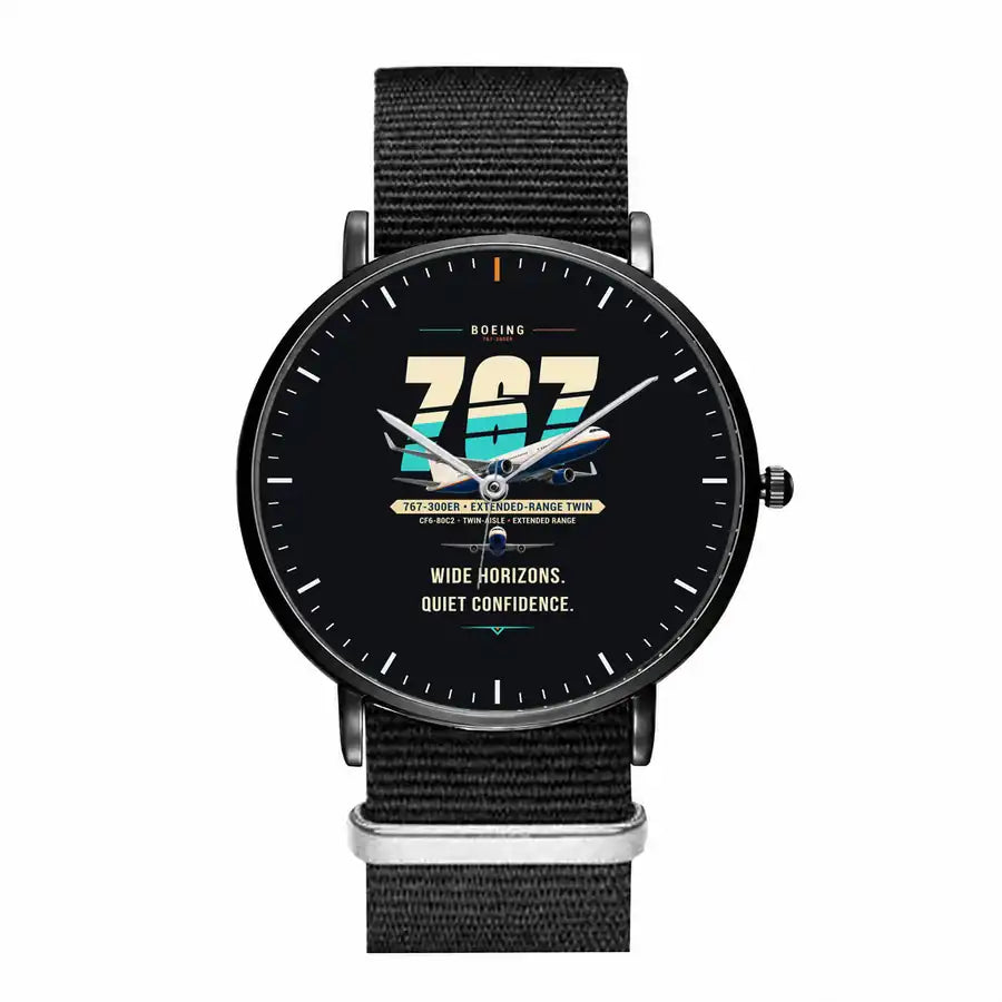 Boeing 767-300ER - Original - Slim Leather - Black and Black Nylon Strap