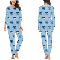 Thumbnail for Boeing 767-300ER - Women Pajamas - Cartoon Pattern - Light Blue