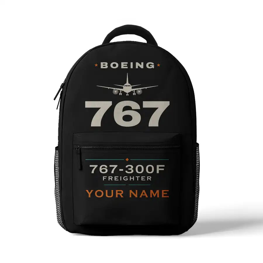 Boeing 767-300F - 3D Backpack - Heritage + Name - Black