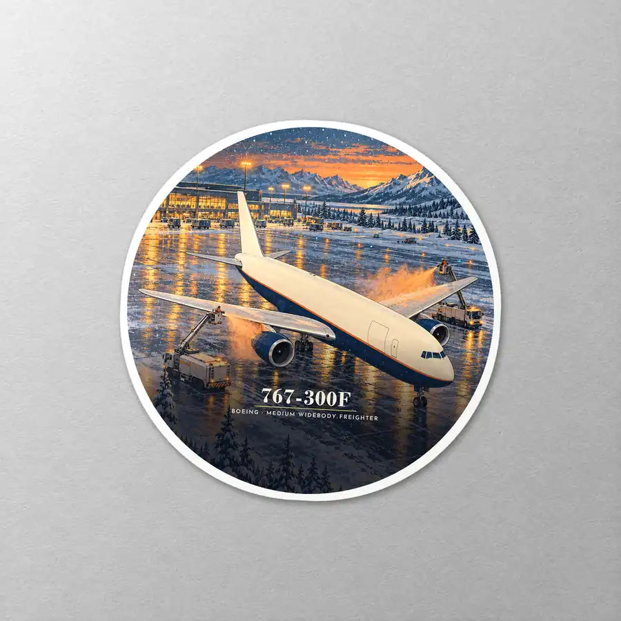 Boeing 767-300F - 3D - Circle Sticker - Close-up