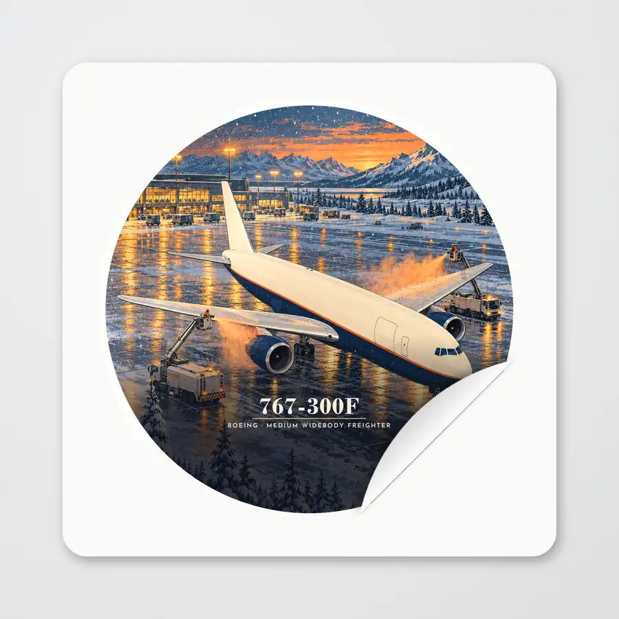 Boeing 767-300F - 3D - Circle Sticker - Peel