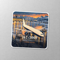 Thumbnail for Boeing 767-300F - 3D + Name - Square Sticker - Close-up