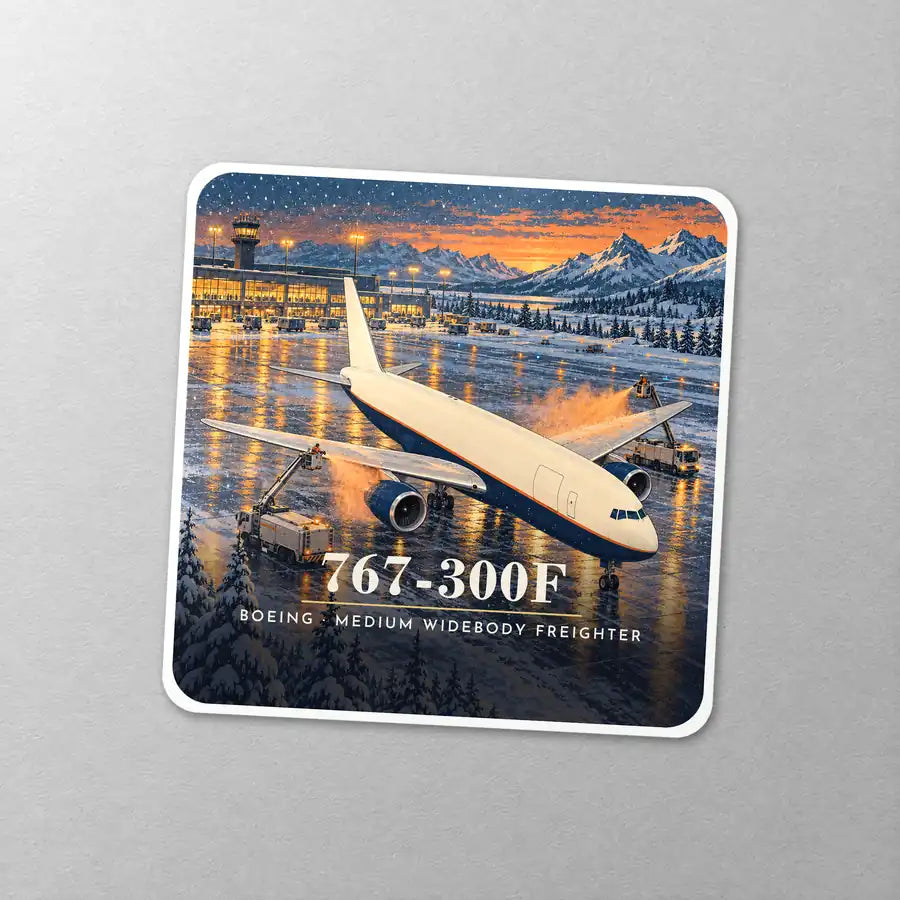 Boeing 767-300F - 3D - Square Sticker - Close-up