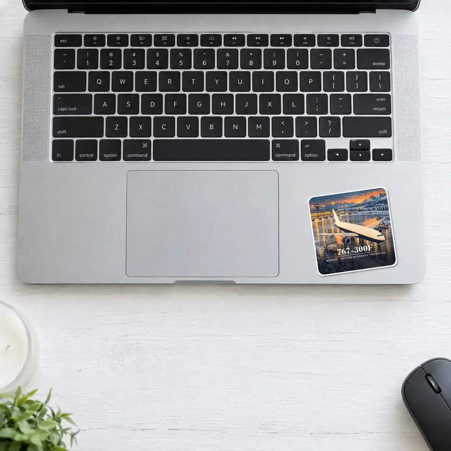 Boeing 767-300F - 3D - Square Sticker - Laptop