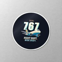 Thumbnail for Boeing 767-300F - Cartoon - Circle Sticker - Close-up