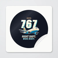 Thumbnail for Boeing 767-300F - Cartoon - Circle Sticker - Peel