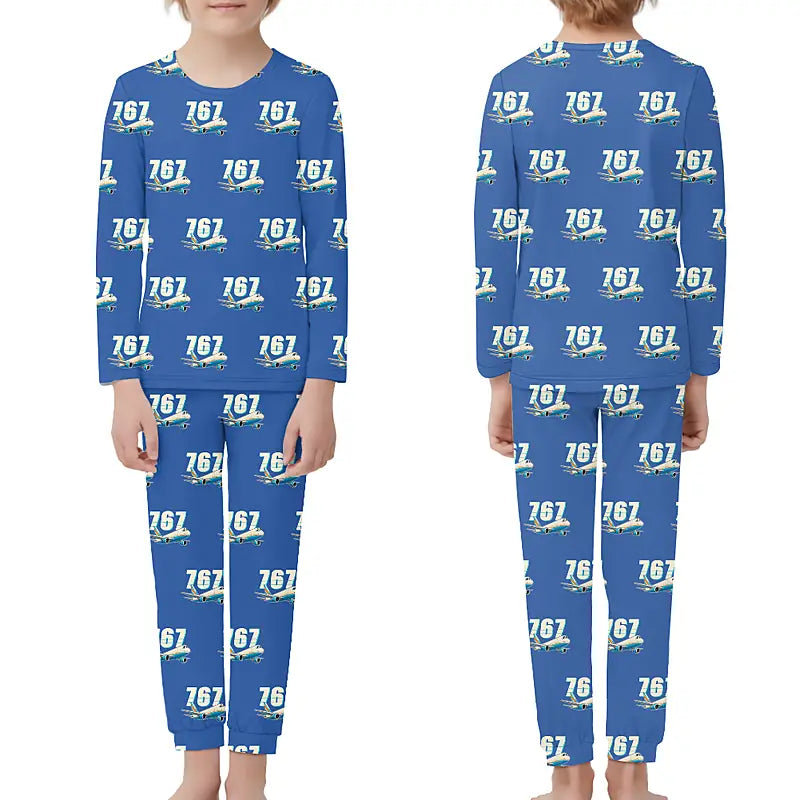 Boeing 767-300F - Children Pajamas - Cartoon Pattern - Blue