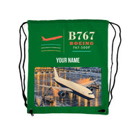 Thumbnail for Boeing 767-300F - Drawstring Bag - Classic + Name - Green