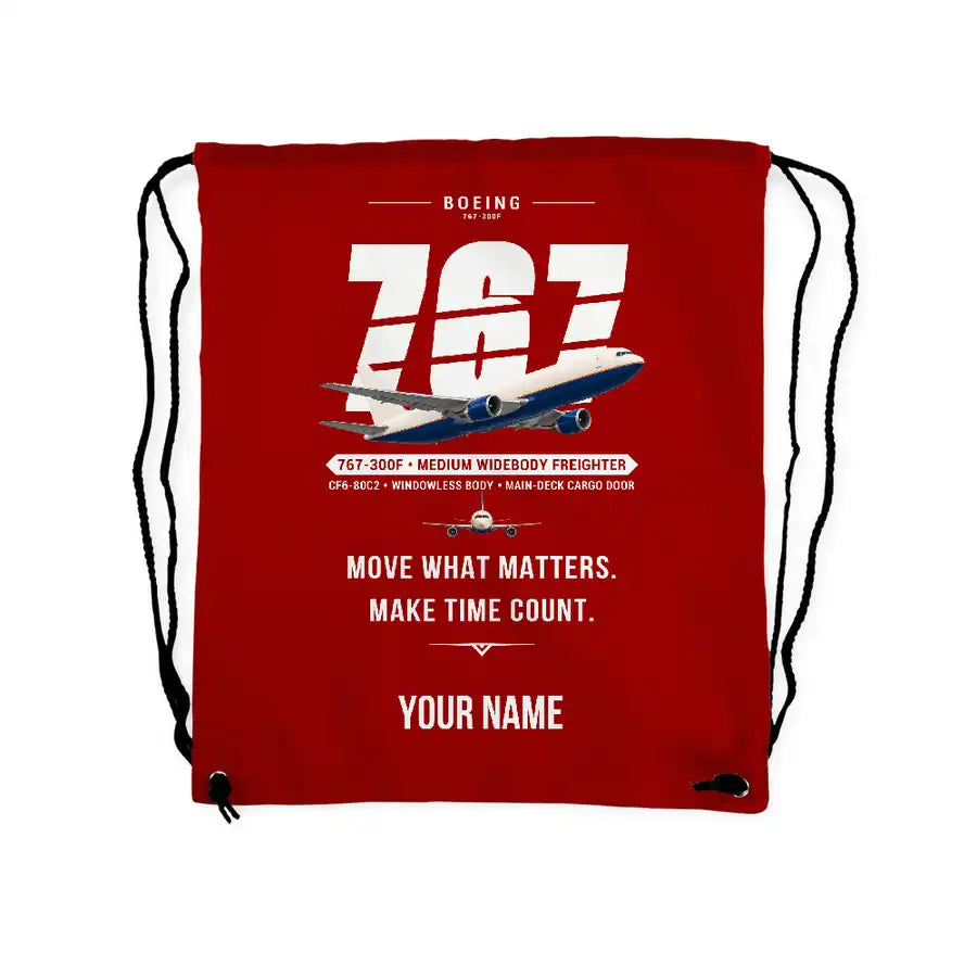 Boeing 767-300F - Drawstring Bag - Original + Name - Red