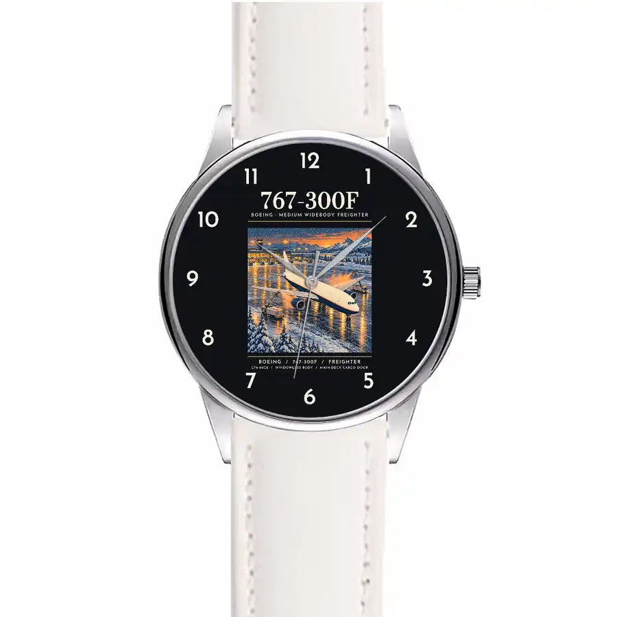 Boeing 767-300F - Poster - Leather Strap - White Leather Strap