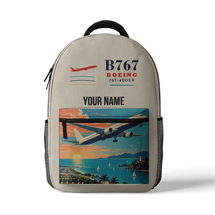 Boeing 767-400ER - 3D Backpack - Beige + Name