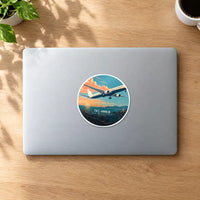 Thumbnail for Boeing 767-400ER - 3D + Name - Circle Sticker - MacBook