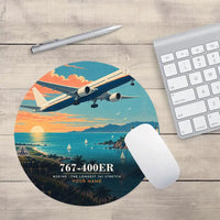 Thumbnail for Boeing 767-400ER - 3D + Name - Round Mouse Pad - Full Print