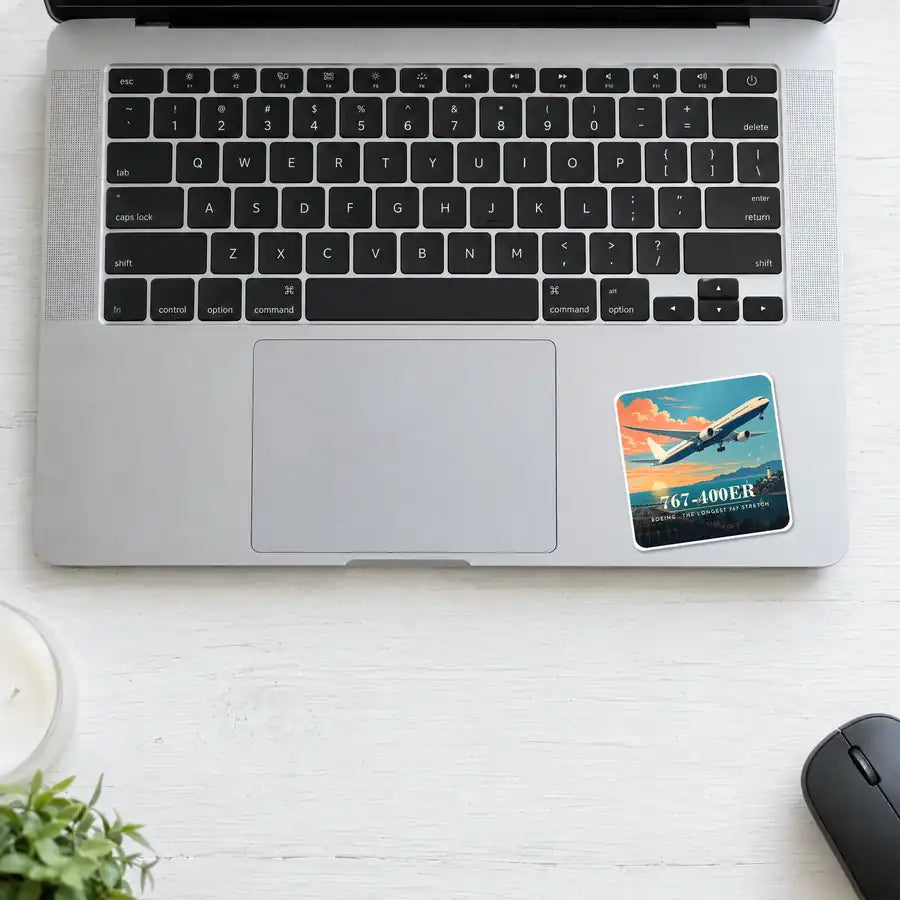 Boeing 767-400ER - 3D - Square Sticker - Laptop