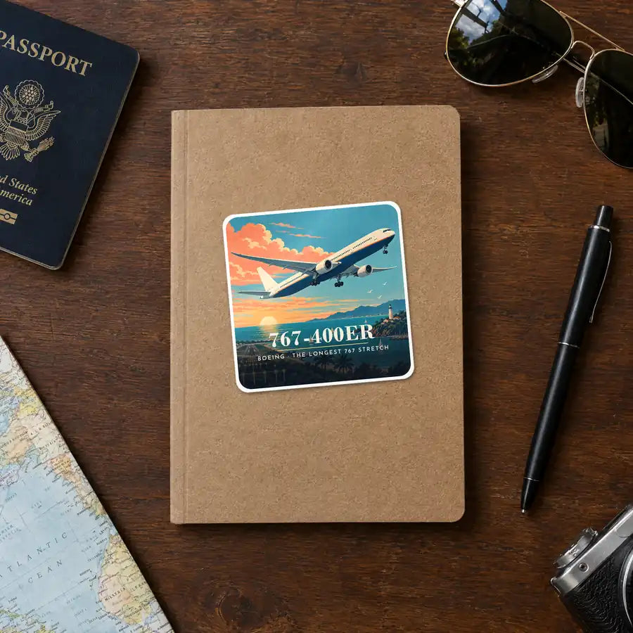Boeing 767-400ER - 3D - Square Sticker - Notebook