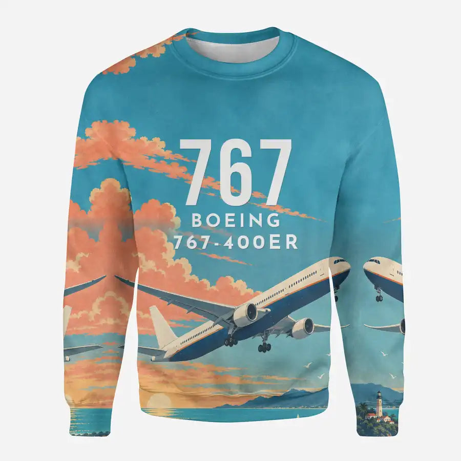 Boeing 767-400ER 3D All-Over Print Clothing - Sweatshirt - 3D