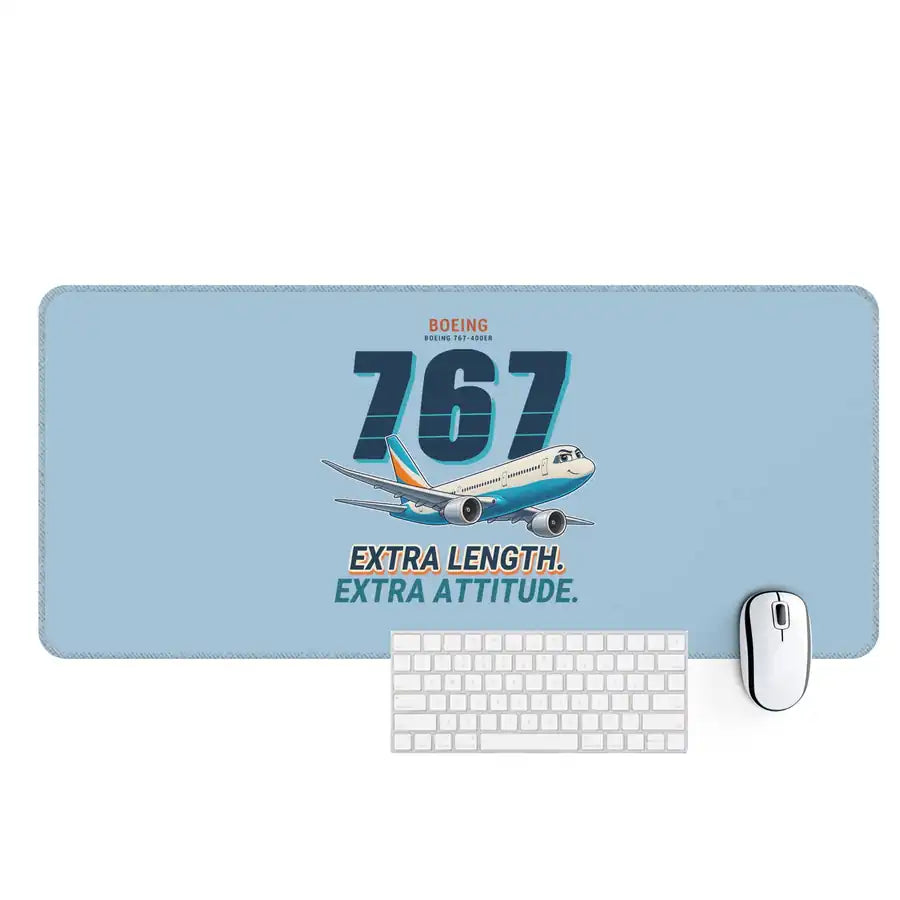 Boeing 767-400ER - Cartoon - Desk Mat - Light Blue