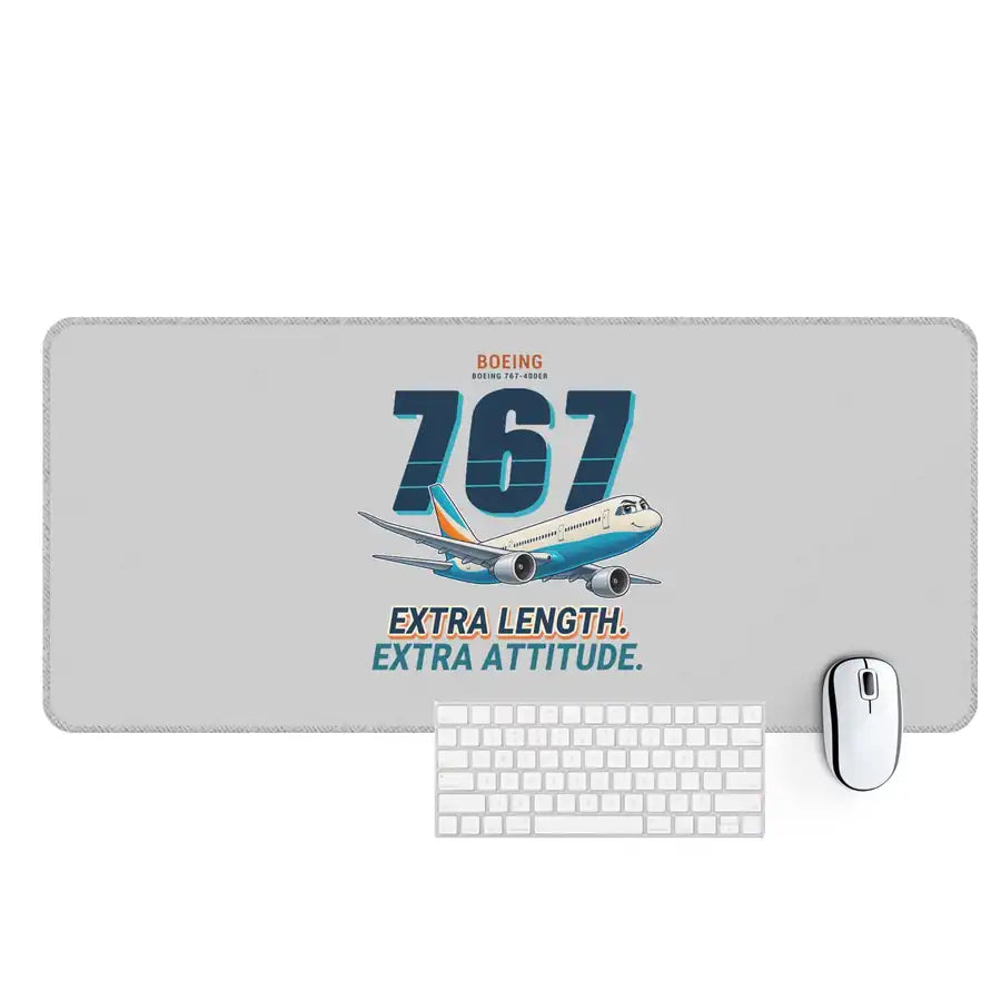 Boeing 767-400ER - Cartoon - Desk Mat - Light Gray