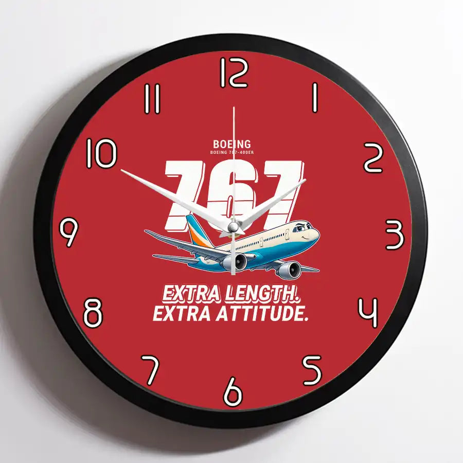 Boeing 767-400ER - Cartoon - Framed - Red
