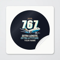 Thumbnail for Boeing 767-400ER - Cartoon + Name - Circle Sticker - Peel