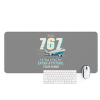 Thumbnail for Boeing 767-400ER - Cartoon + Name - Desk Mat - Gray