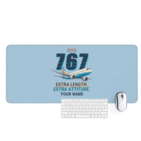 Thumbnail for Boeing 767-400ER - Cartoon + Name - Desk Mat - Light Blue