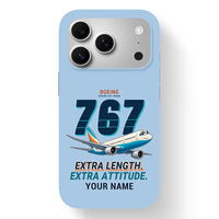Thumbnail for Boeing 767-400ER - Cartoon + Name - MagSafe iPhone 17 Pro - Light Blue