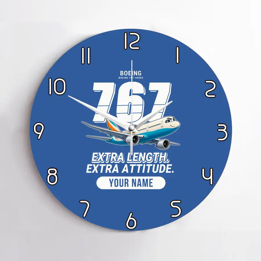 Boeing 767-400ER - Cartoon + Name - No Frame - Blue