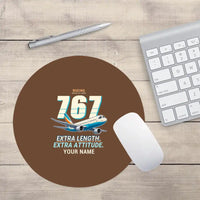 Thumbnail for Boeing 767-400ER - Cartoon + Name - Round Mouse Pad - Brown