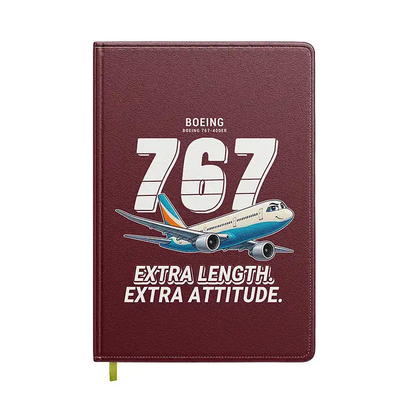 Boeing 767-400ER - Cartoon - Notebook - Dark Red