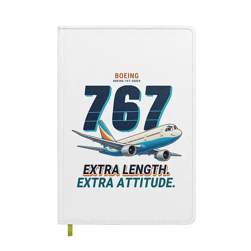 Boeing 767-400ER - Cartoon - Notebook - White