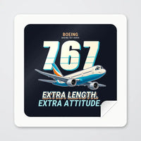 Thumbnail for Boeing 767-400ER - Cartoon - Square Sticker - Peel