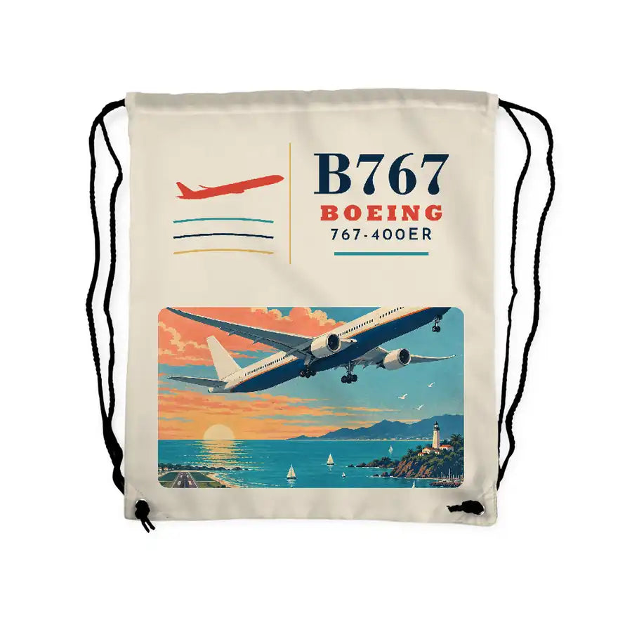 Boeing 767-400ER - Drawstring Bag - Classic - Beige