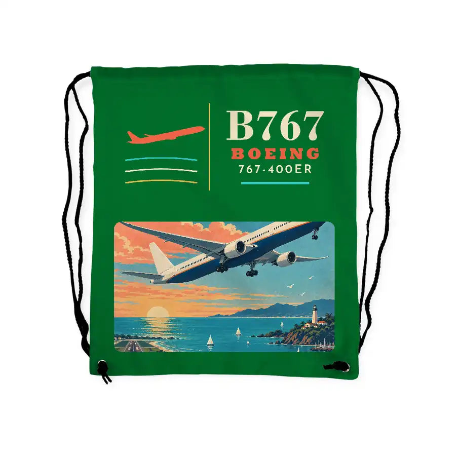 Boeing 767-400ER - Drawstring Bag - Classic - Green