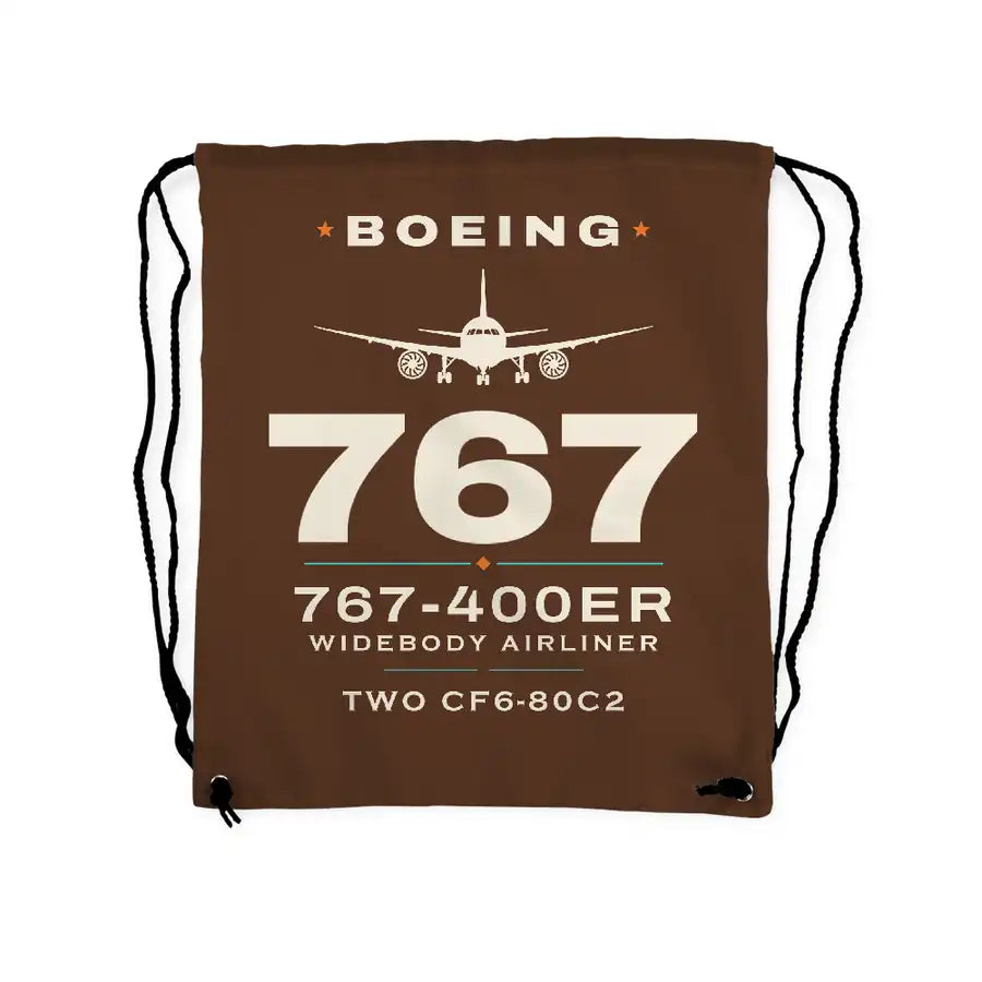 Boeing 767-400ER - Drawstring Bag - Heritage - Brown