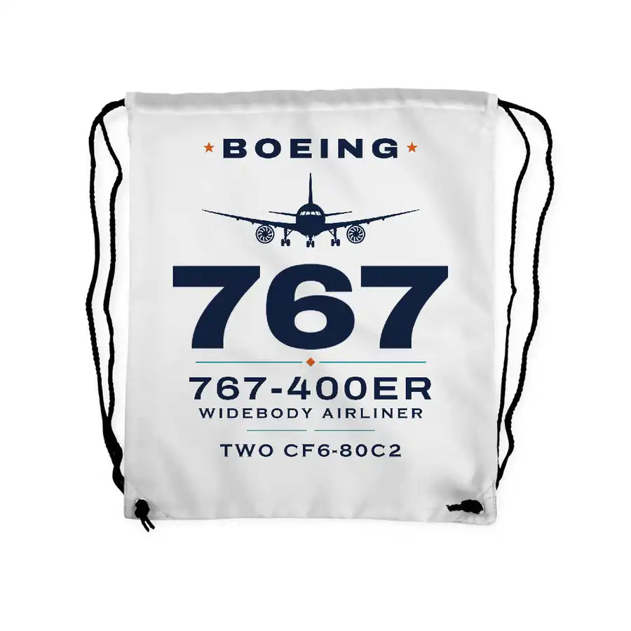 Boeing 767-400ER - Drawstring Bag - Heritage - White