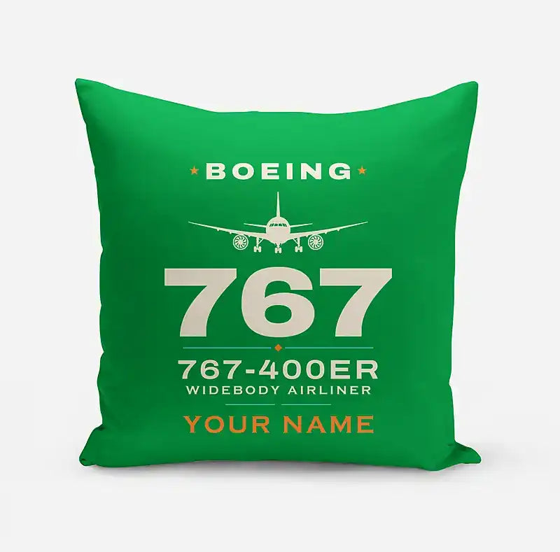 Boeing 767-400ER - Heritage + Name - Pillow - Green