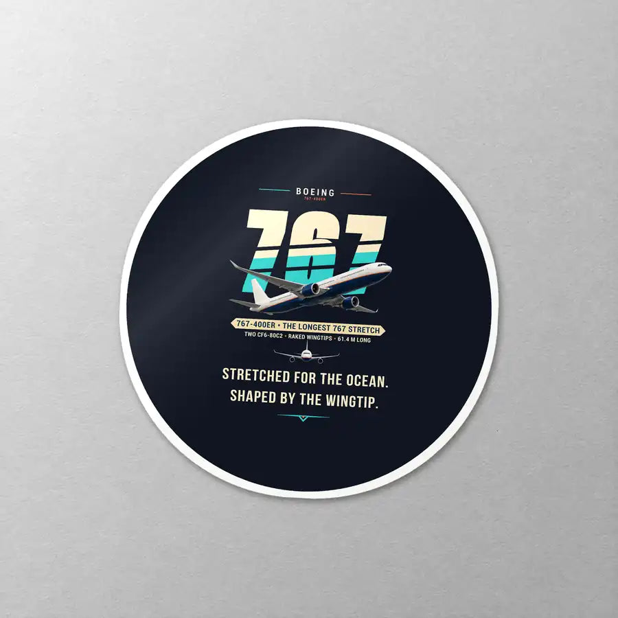 Boeing 767-400ER - Original - Circle Sticker - Close-up