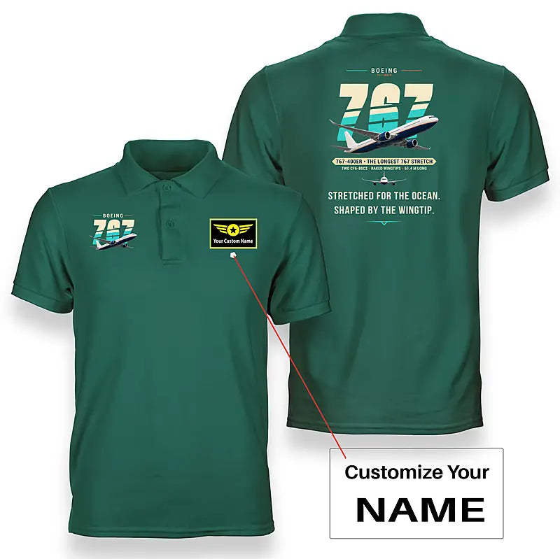 Boeing 767-400ER - Original - Double-Side Polo - Green + Name