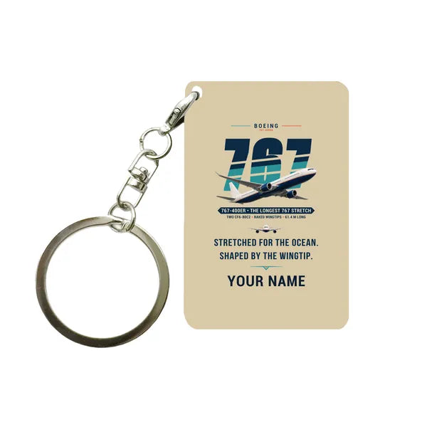 Boeing 767-400ER - Original + Name - Key Chain - Beige