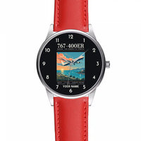 Thumbnail for Boeing 767-400ER - Poster + Name - Leather Strap - Red Leather Strap