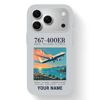 Thumbnail for Boeing 767-400ER - Poster + Name - MagSafe iPhone 17 Pro - Light Gray