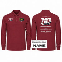 Thumbnail for Boeing 767-400ER Premium Polo T-Shirts - Original + Name - Long Sleeve - Dark Red