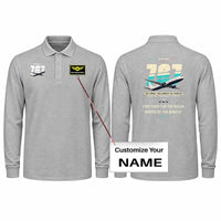 Thumbnail for Boeing 767-400ER Premium Polo T-Shirts - Original + Name - Long Sleeve - Gray