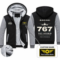 Thumbnail for Boeing 767-400ER Zipped Sweatshirts - Heritage + Name - Black & Gray