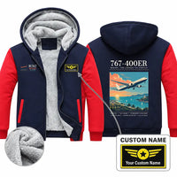 Thumbnail for Boeing 767-400ER Zipped Sweatshirts - Poster + Name - Navy & Red