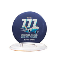 Thumbnail for Boeing 777-200ER - Cartoon + Name - Pin - Navy Blue